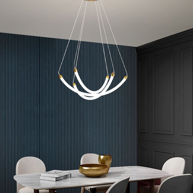 Acrylic Nest Shaped Chandelier Minimalistic Brass LED Pendant Light for Living Room