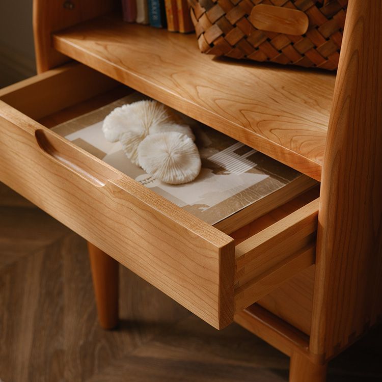 Contemporary Cabinet Solid Wood with Glass Doors and Drawers Accent Cabinet
