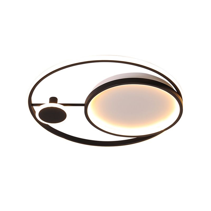 18"/21.5" W Circle Flush Mount Minimalism Acrylic LED Black Ceiling Lamp Fixture in Warm/White Light