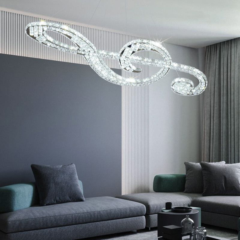 Contemporary Pendant Lights Note Shape Island Lights Crystal 2 Light for Kitchen Island