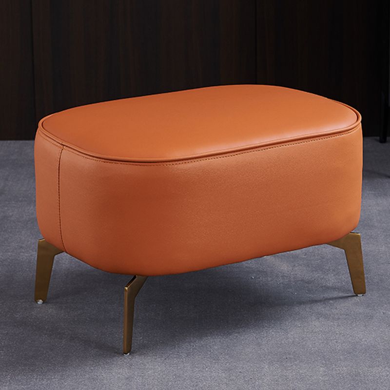 Modern Fixed Back Chair Solid Color Upholstered Genuine Leather ArmChair