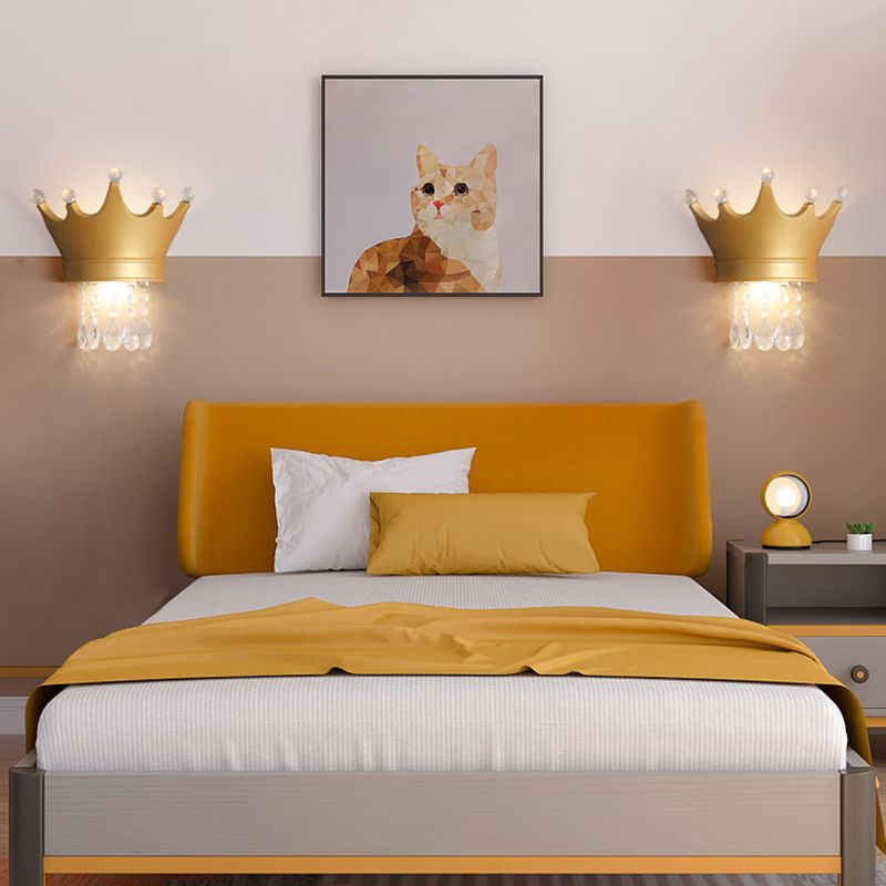 Modern Style Wall Light Colorful Crown Shape Wall Sconce with Crystal for Bedroom