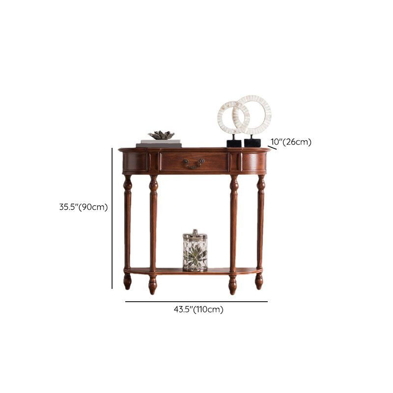 Mid-Century Modern Rubber Wood Console Table Half Moon Sofa Console Table for Hall