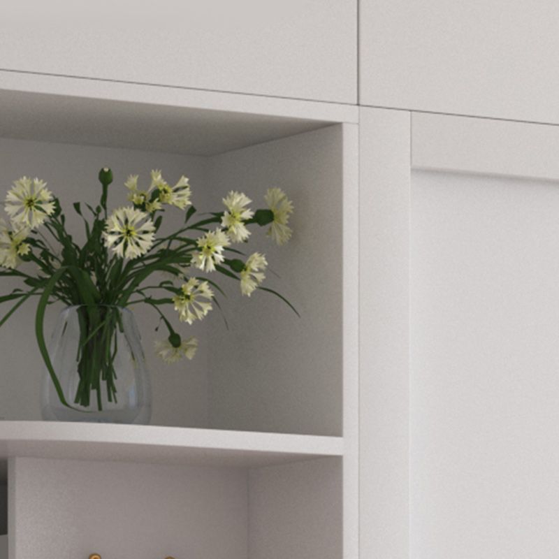 White Engineered Wood Wardrobe Armoire Modern Sliding Door Wardrobe