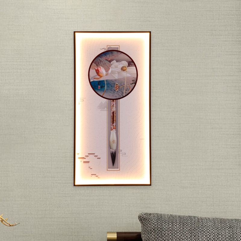 Dragón asiático/lotus LED Mural Diconce Comedor comedor Montaje de pared decorativo en negro