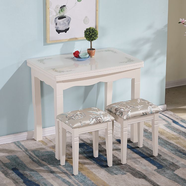 Simplicity Style Rectangle Glass Dining Site Table with 4 Legs