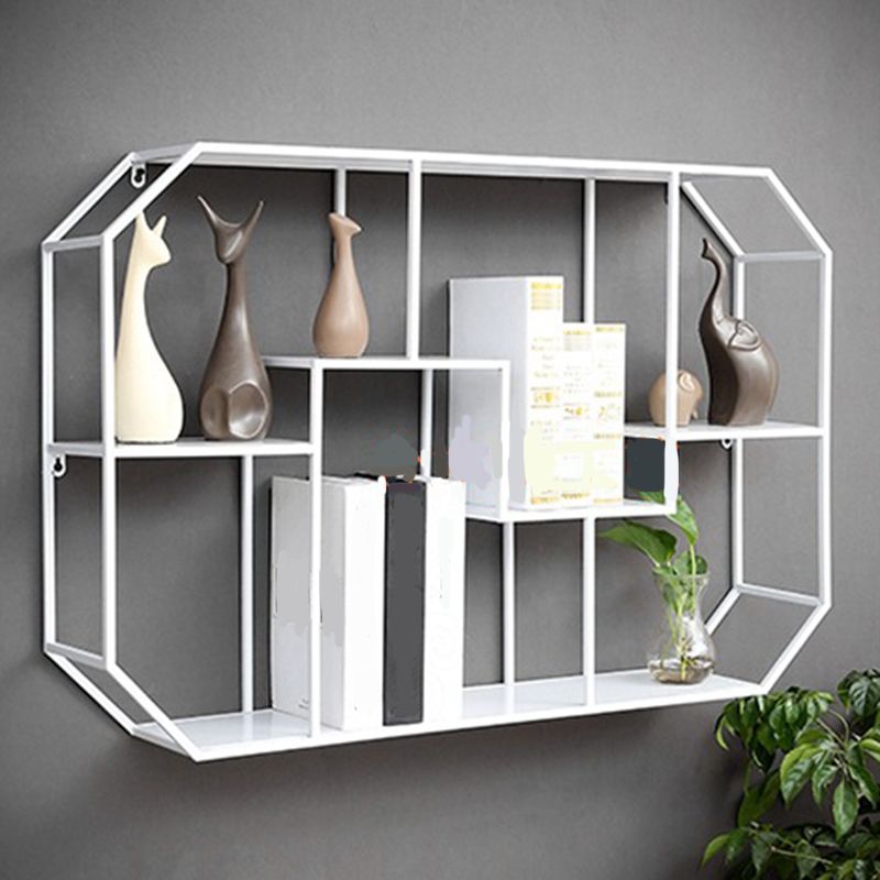 7.1" Wide Shelf Bookcase 5 Levels Metal Book Shelf Wall Mounted
