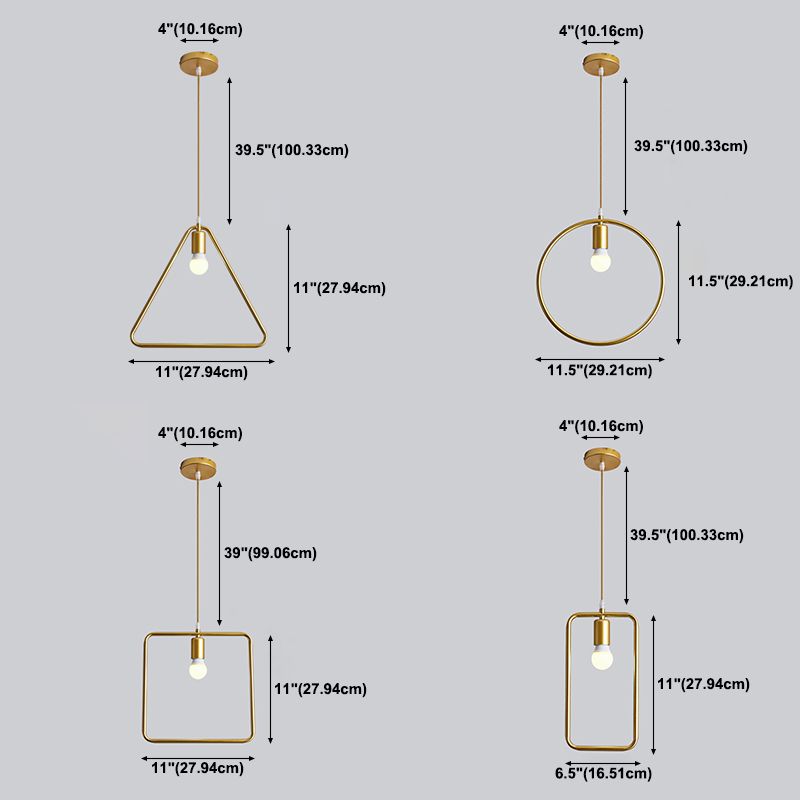Moderna simple estilo múltiples formas colgantes de hierro 1 colgante de luz en la tienda de ropa dorada para ropa