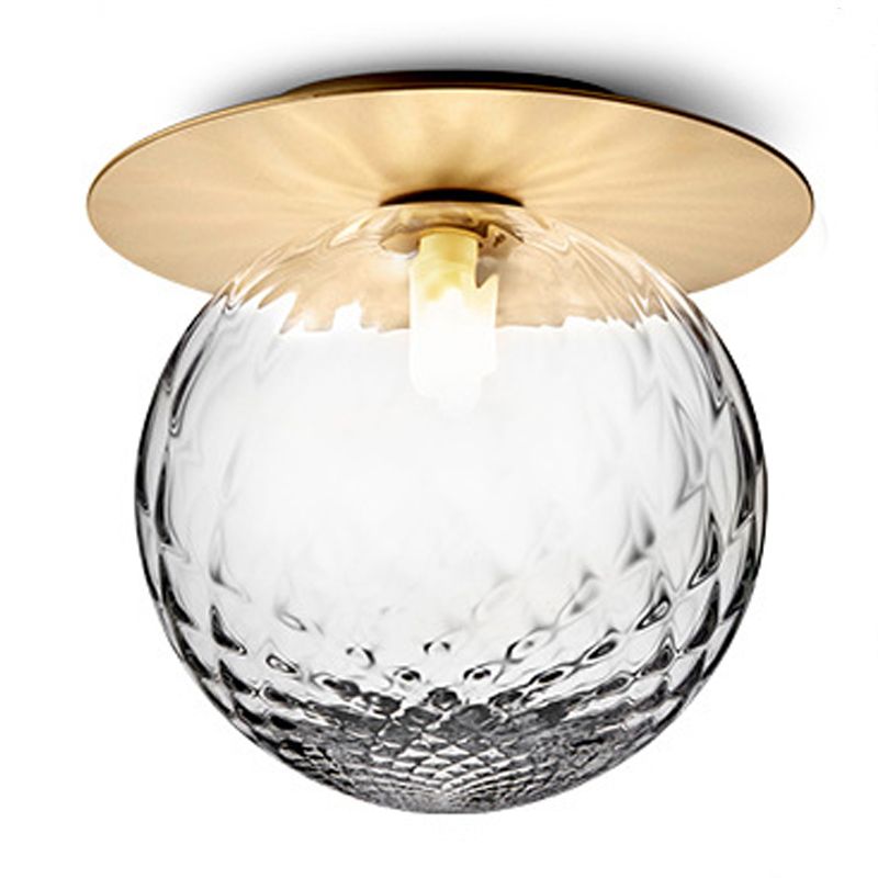 Ball Shape Ceiling Lamp Modern Iron 1 lIght Flush Mount with Glass Lampshade for Aisle