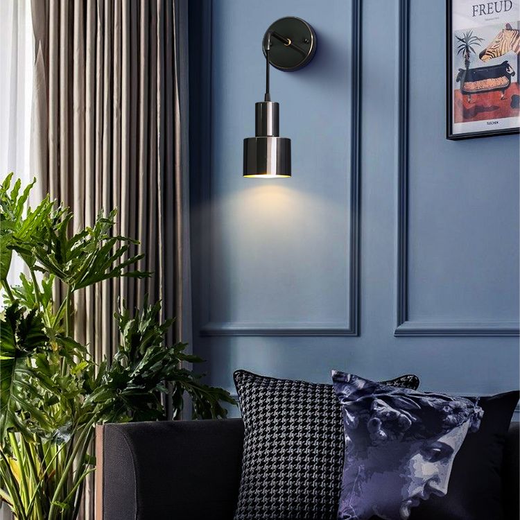 Modern Luxury Single Wall Lamp Copper Cylindroid Hanging Wall Light for Interior Spaces