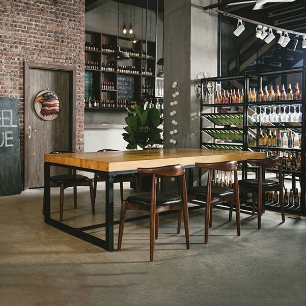 Industrial Rectangle Dinner Table Dining Room Solid Wood Dining Table
