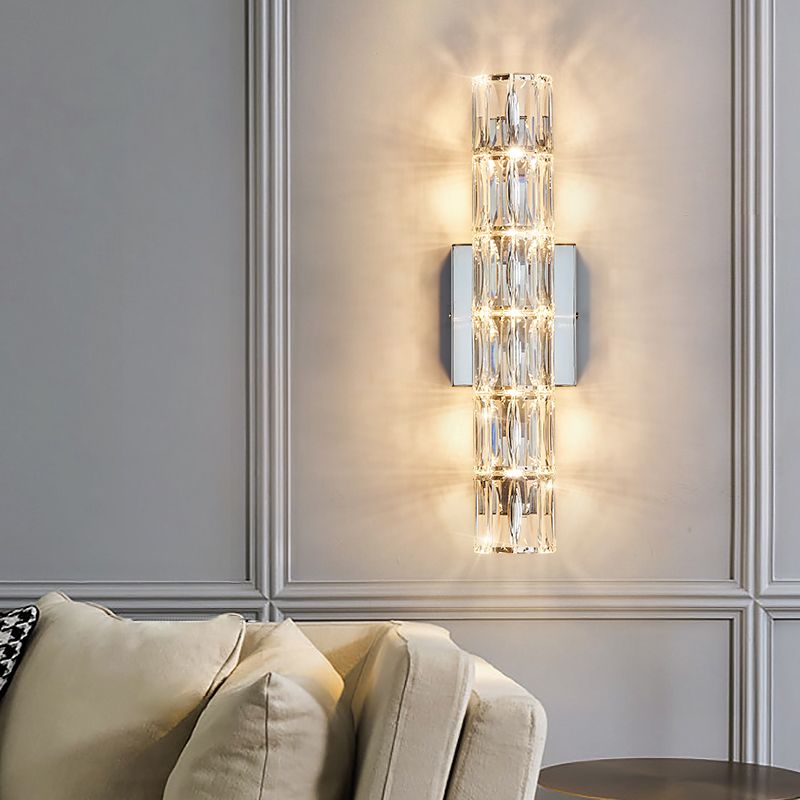 Modern Style Wall Mount Light Simple Wall Light with Crystal Shade for Living Room