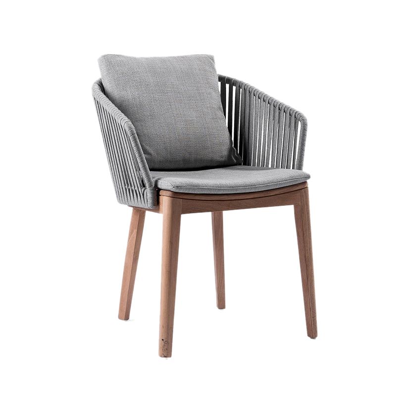 Contemporary Open Back Dining Armchair Solid Wood Outdoors Dining Chairs