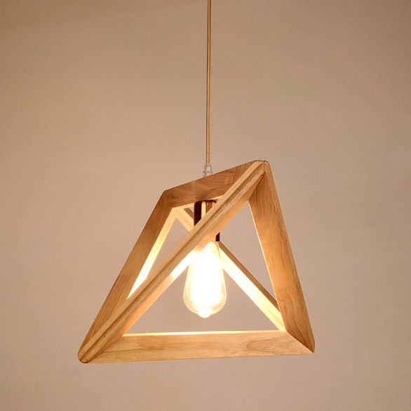 One Head Modern Wood Frame Pendant Light Bedroom Living Room Dining Room Pendant