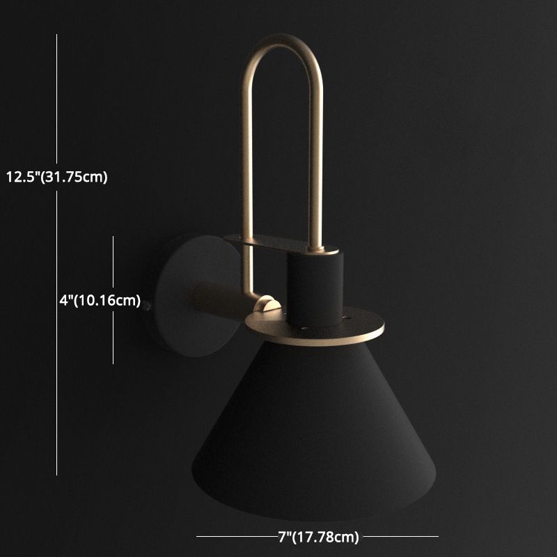 12" H Nordic Macaroon Style Metal Wall Sconce Single Bulb Cone Shade Wall Lamp for Bedroom