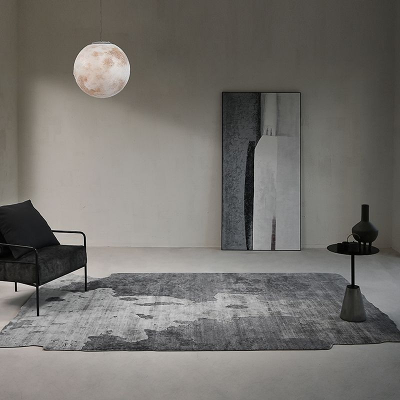 Trendy Washable Rug Modern Gray Polyester Rug Novelty Shape Carpet for Home Decor