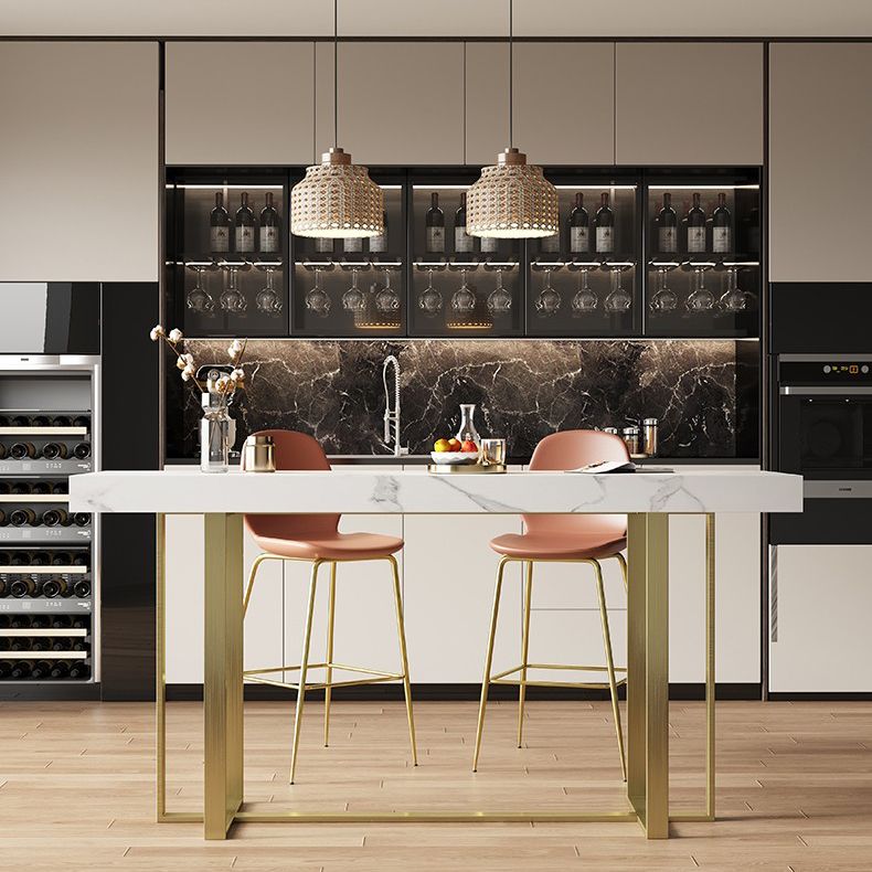 1/3 Pieces Bar Stool and Table Set, Glam Fixed Table and Rectangular