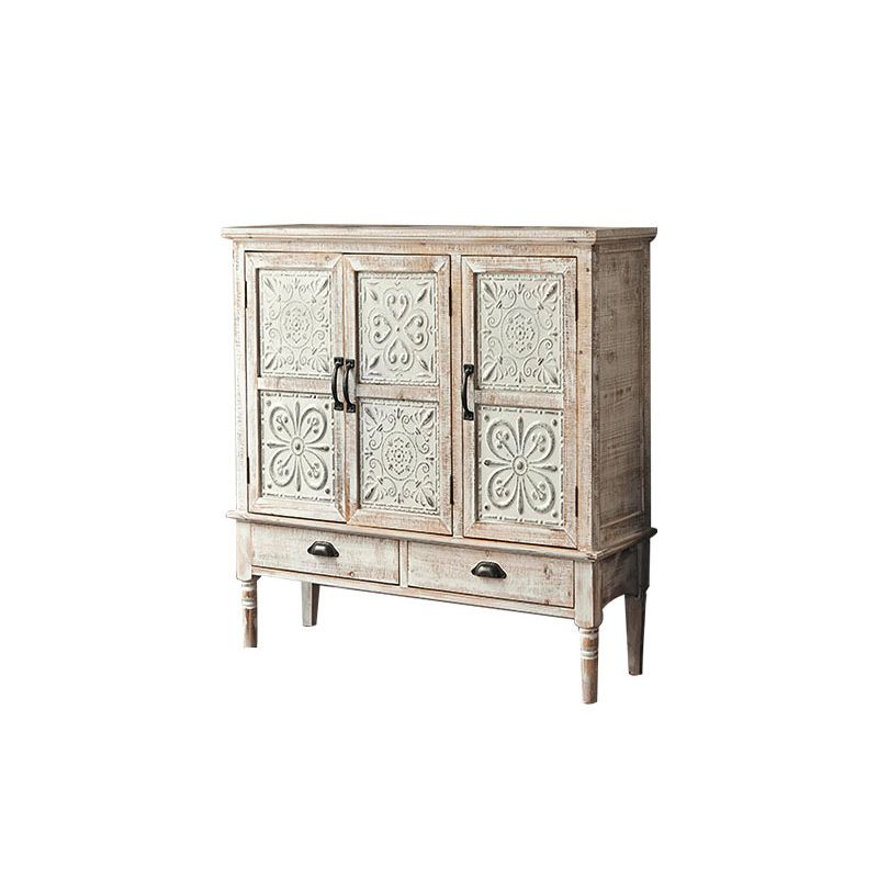 Industrial Accent Cabinet with Legs and Wooden Shelf Distressed Wood Cabinet
