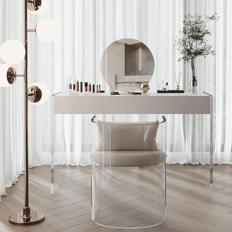 White Slate Top Make-up Vanity with Drawer for Bedroom 29.5"