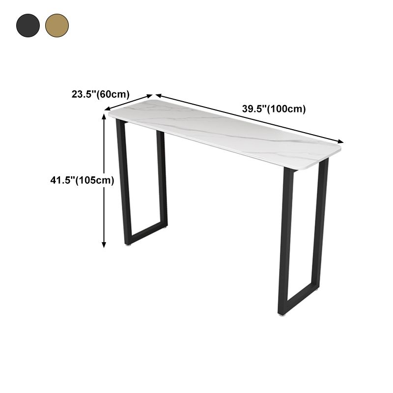 Modern Style Bar Table 42-inch Height Stone Top and Metal Pedestal Bistro Table