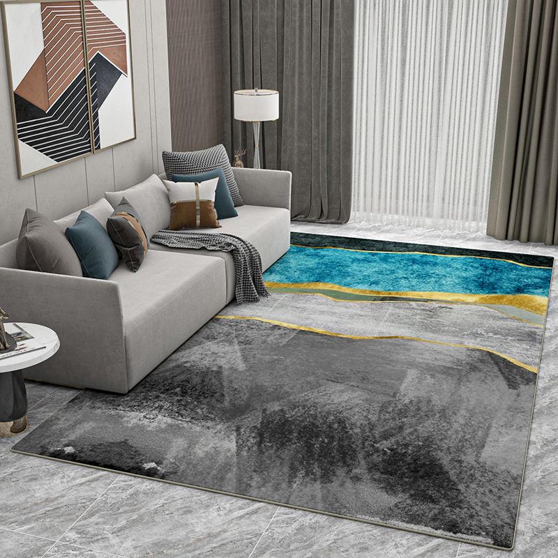 Relaxing Geometric Pattern Rug Polyester Area Carpet Stain Resistant Indoor Rug for Living Room