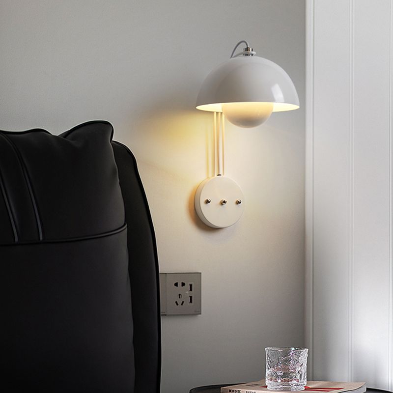 1-Light Wall Lamp Macaron Wall Mount Lamp with Metal Shade for Bedroom