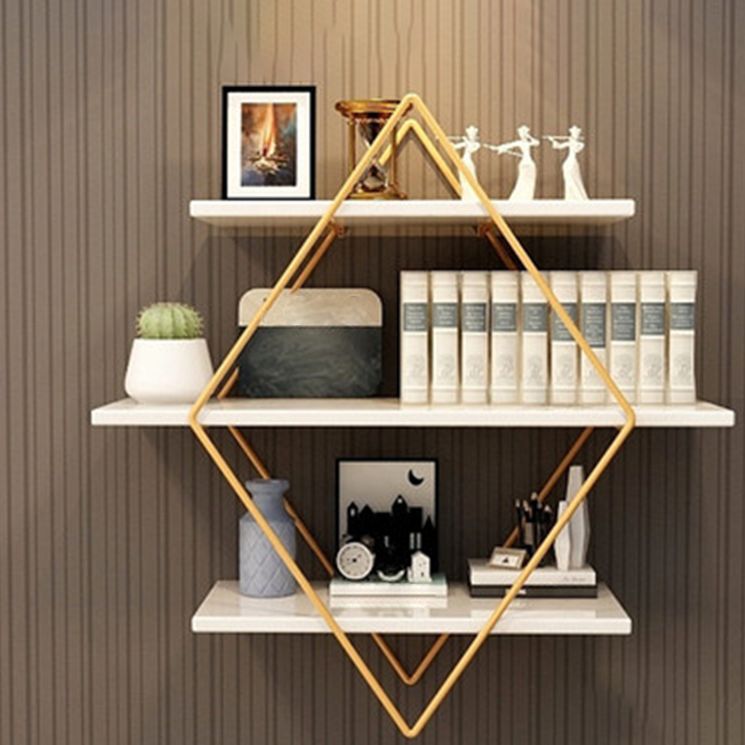 Floating Shelf Bookcase Wooden and Metal Book Shelf for Study Room