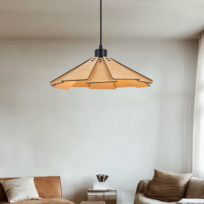 Côté à cône en bois Éclairage pendentif style moderne 1 lumière suspendue pour le salon