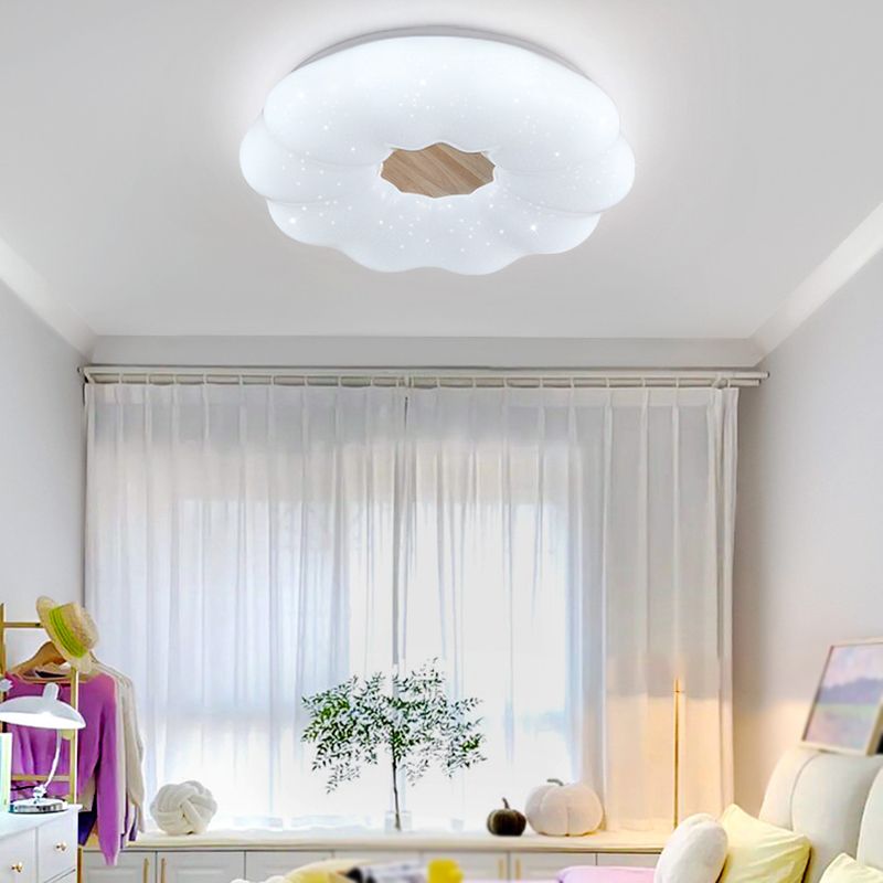 LED Ceiling Light Wooden Ceiling Mount Light with Acrylic Shade for Living Room