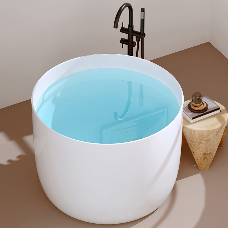 Round Soaking Bathtub Antique Finish Acrylic Freestanding Bath Tub