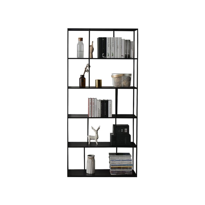 Modern Style Open Back Bookshelf Standard Metal Bookcase with Shelves