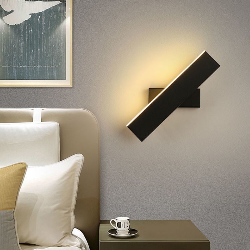 Rectangular LED Rotatable Wall Sconce in Modern Concise Style Wrought Iron Wall Lamp with Acrylic Shade