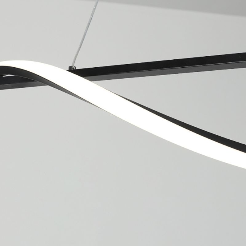Wavy LED Hanging Ceiling Light Modern Metal Island Chandelier Light