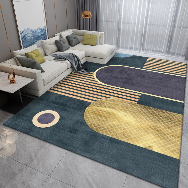 Grey Striped Rug Polyester Gorgeous Rug Washable Rug for Home Decor