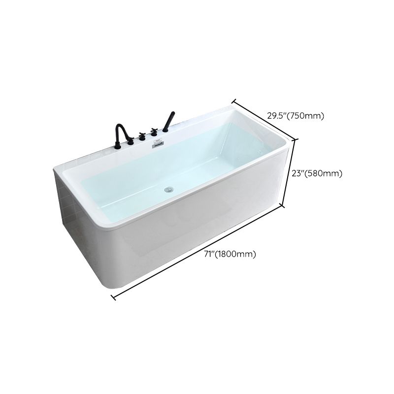 Back to Wall Soaking Bathtub Antique Finish Rectangular Modern Bath