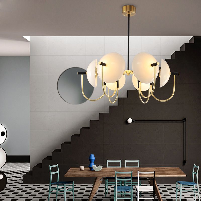 Glazen gearceerde kroonluchter verlichtingsarmatuur minimalistische stijl wit hangende verlichtingsarmatuur