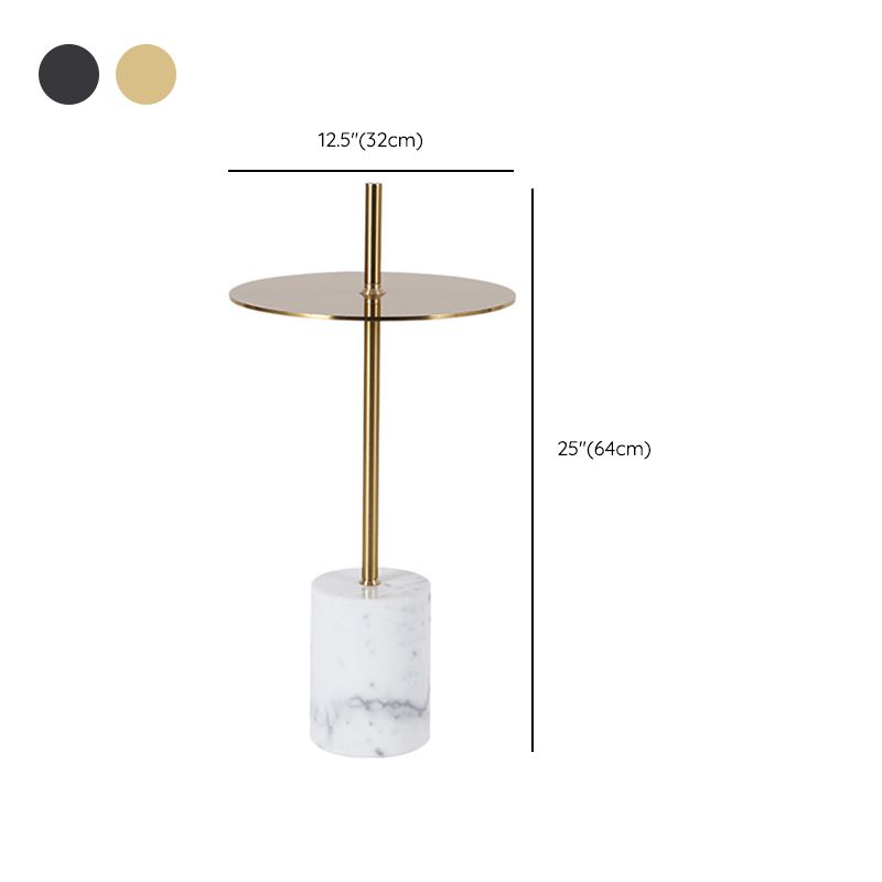 Modern Round Pedestal Side Table Metal and Marble Side End Table