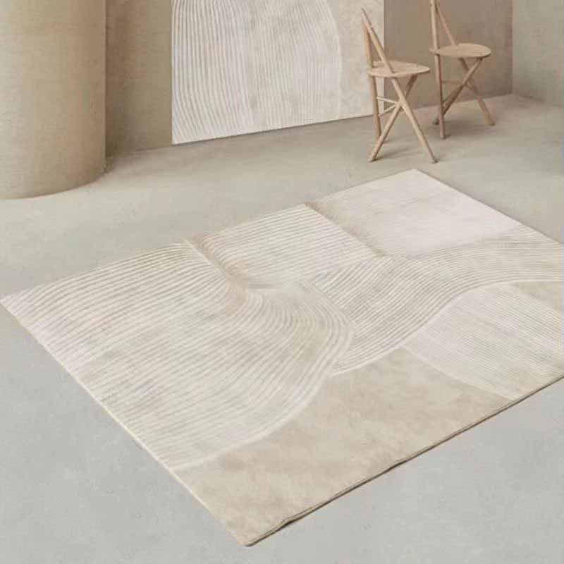 Schlichter, moderner Teppich, beige Farbblock-Innenteppich, rutschfester Teppich für die Heimdekoration
