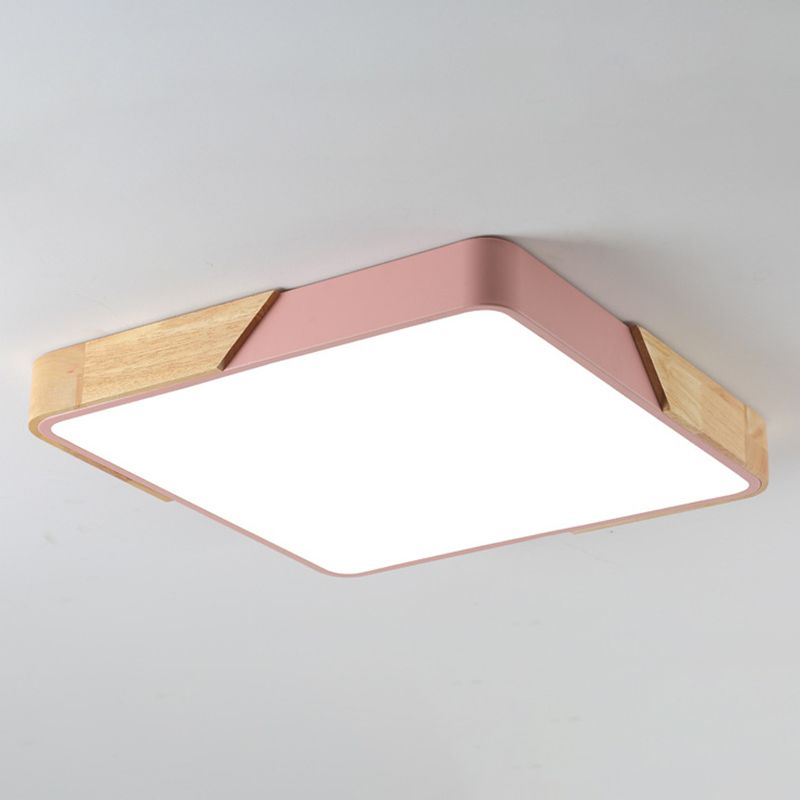 Geometry Shape LED Ceiling Lamp Modern Macaroon Iron 1 Light Flush Mount for Study Aisle