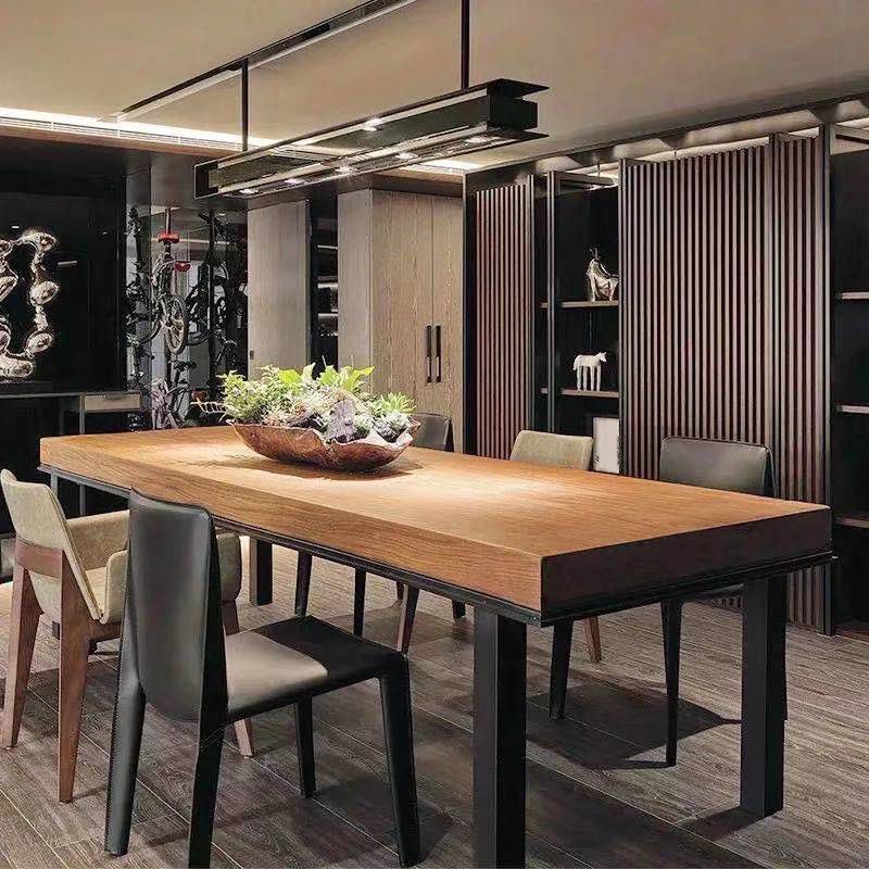 Rectangle 4 Legs Dining Table Industrial Pine Wood Table for Dining Room