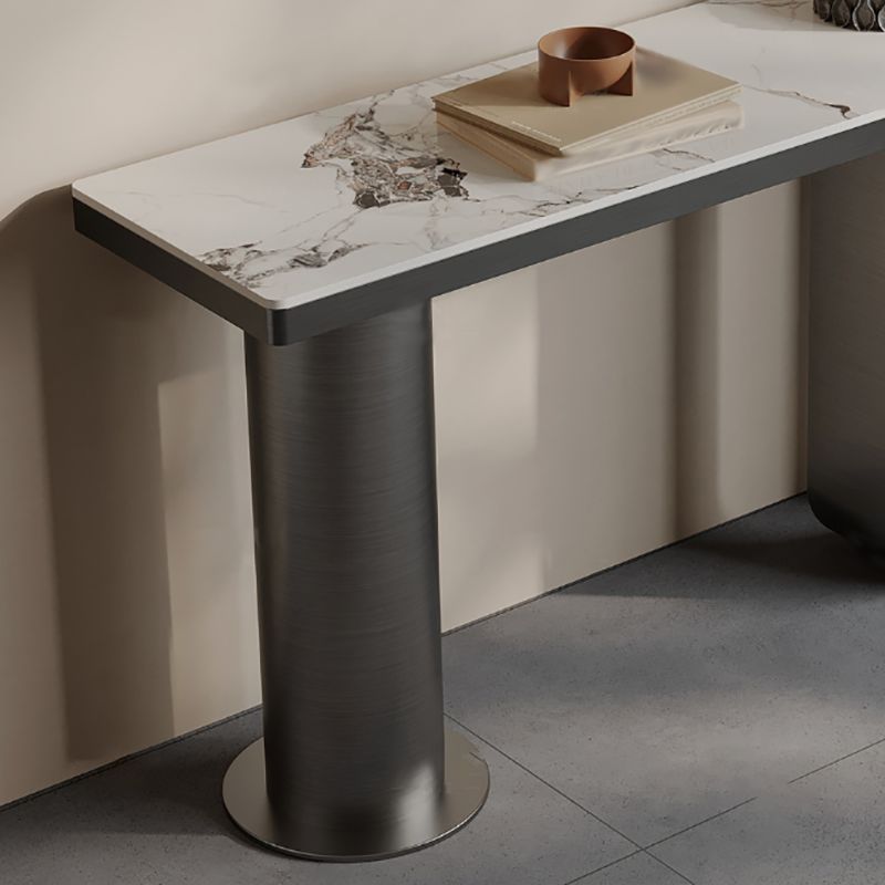 Rectangle Shape Console Table Contemporary Stone Sofa Table in Black