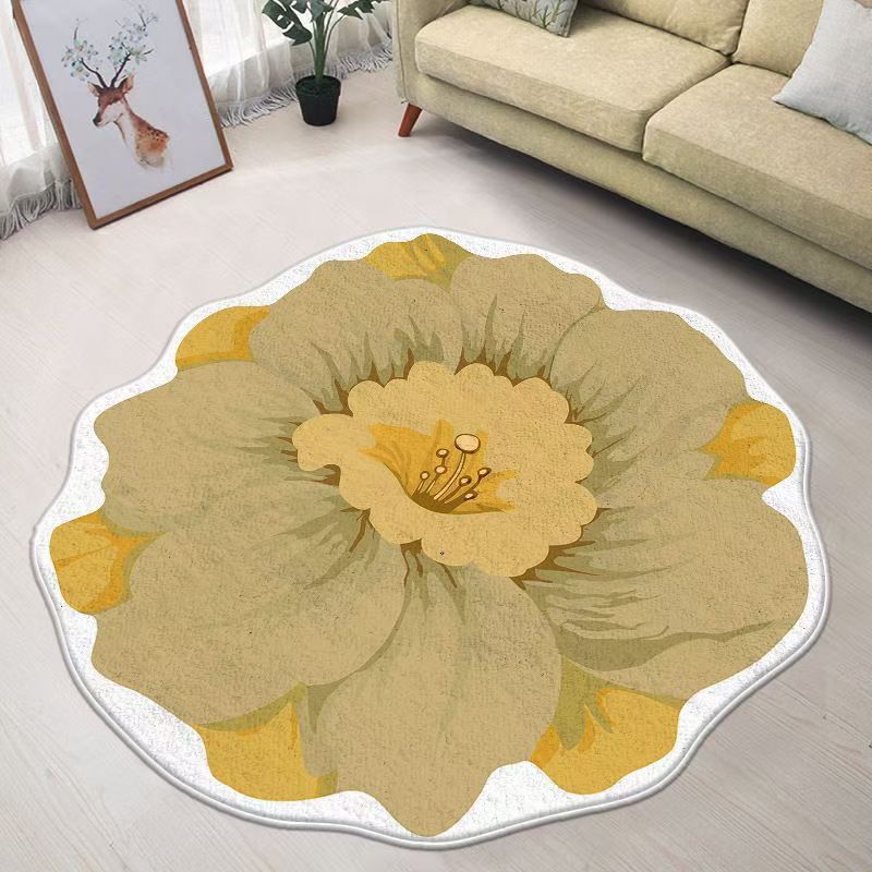 Contemporary Area Rug Flower Pattern Indoor Carpet Non-Slip Backing Carpet for Home Decor