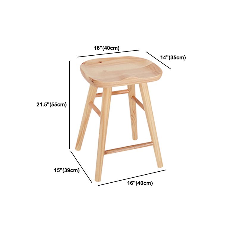 Saddle Seat Footrest Counter Chair Modern Backless Counter Stools in Natural