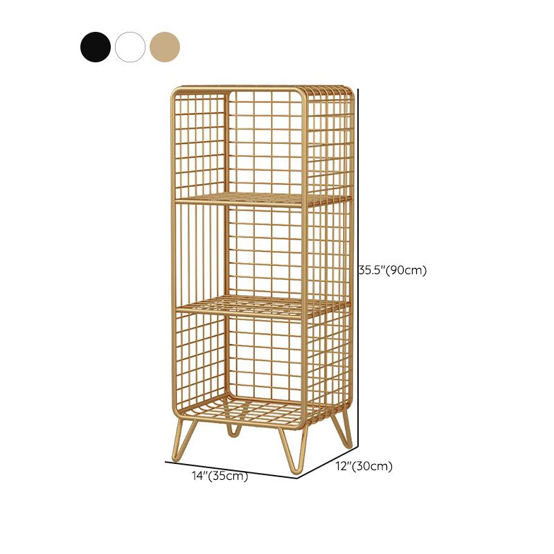 Glam Style Antique Finish Shelf Bookcase Metal Standard Bookshelf