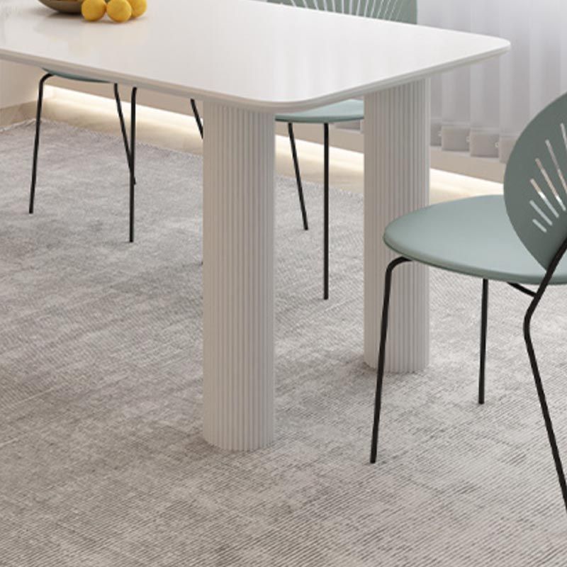 Modern Rectangle Dining Room Collection Stone and Wood Fixed Dinner Table