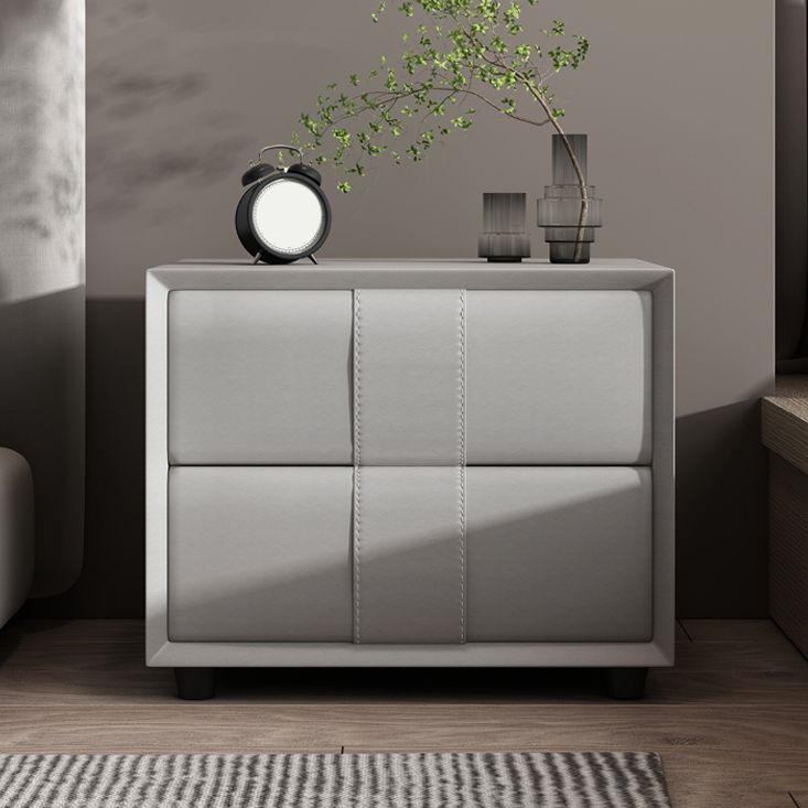 Rectangular Two Drawer Nightstand Contemporary 15.7" H Night Table