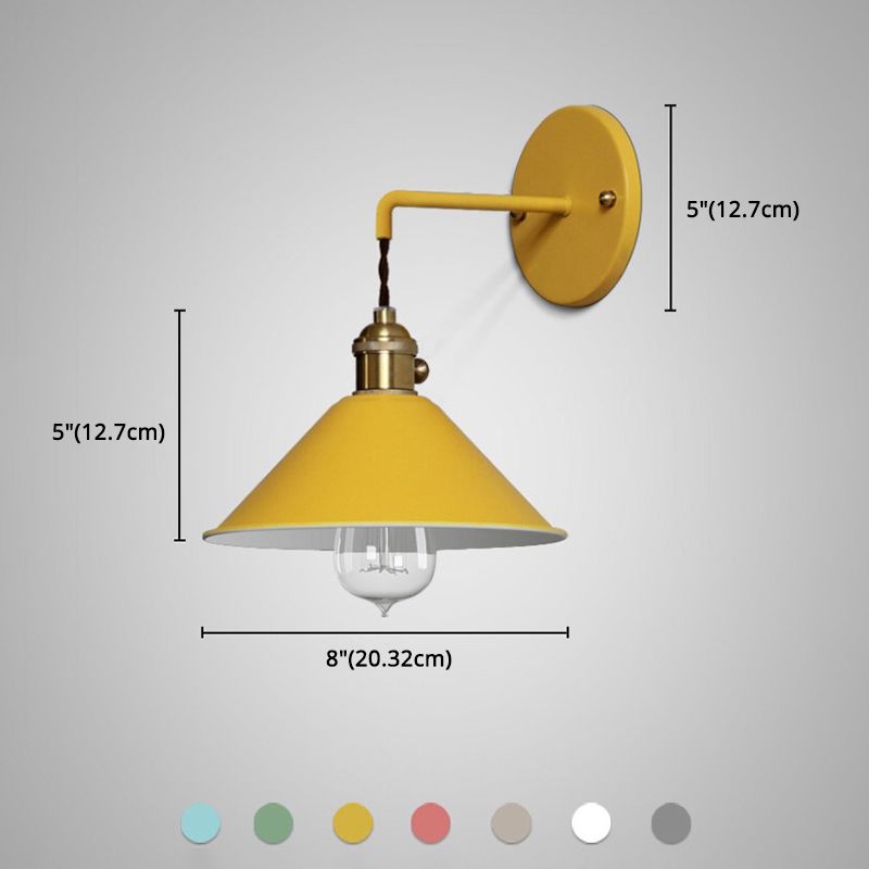 Colorful Metal Wall Mount Lamp Macaroon Style Single Light Sconce for Bedroom