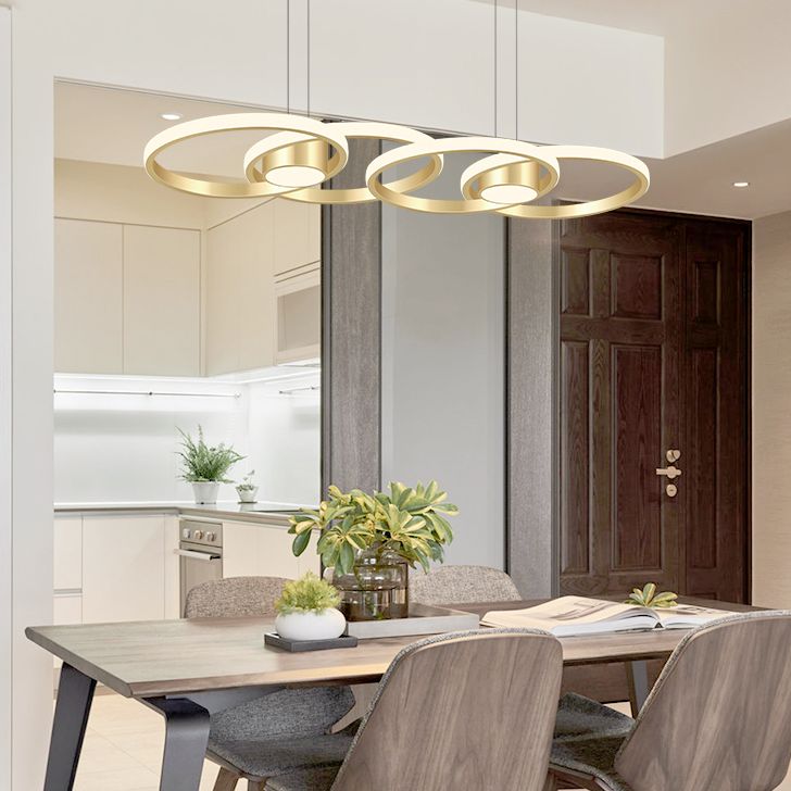 Luminaire linéaire en métal à LED Island Nouveau pendentif de plafond moderne pour salle à manger