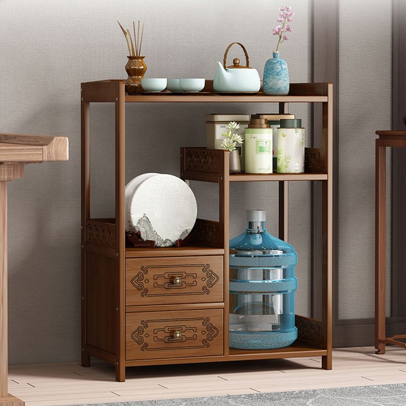 Contemporary Style Table Double Tier Wood Accent Side Table with Shelf