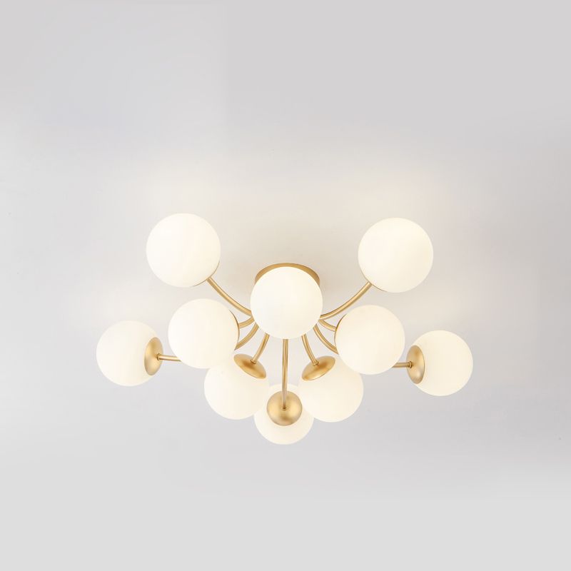 Nordic Modern Minimalist Glass Flush Mount Lamp with Glass Shade for Living Room